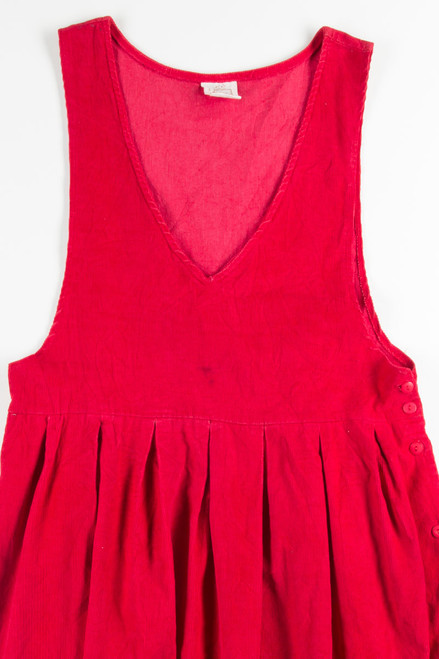 Red Drop Waist Corduroy Dress