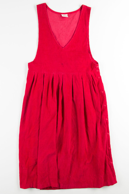 Red Drop Waist Corduroy Dress