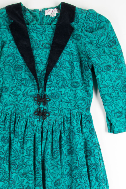 Vintage Teal Floral Dress