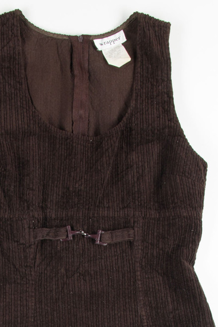 Fitted Brown Corduroy Dress