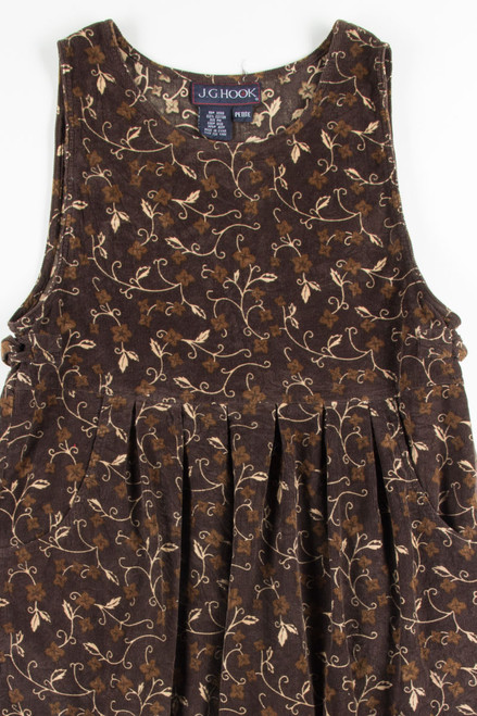Brown Floral Corduroy Dress