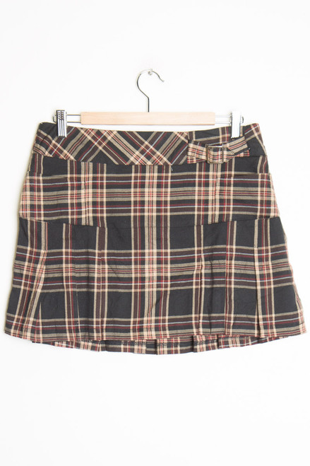 Brown Plaid Mini Skirt