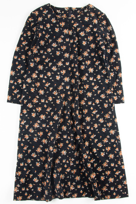 Black Floral Corduroy Dress 1