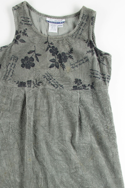 Grey Floral Corduroy Dress