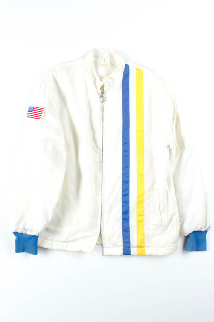 White Striped Sherpa Lined Jacket