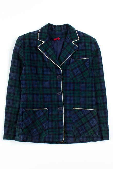 Green & Blue Plaid Corduroy Blazer