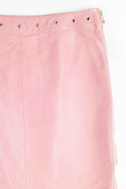 Pink Leather Pencil Skirt