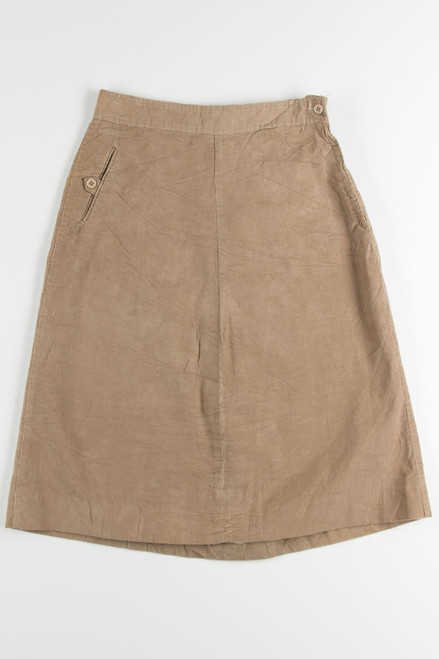 Tan Corduroy Midi Skirt
