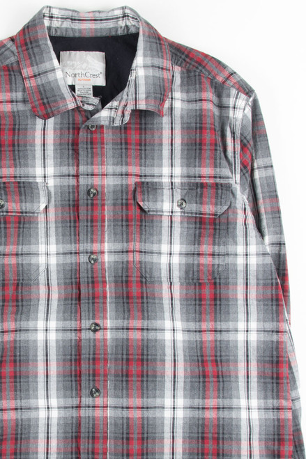 Grey & Red Plaid Button Up Shirt