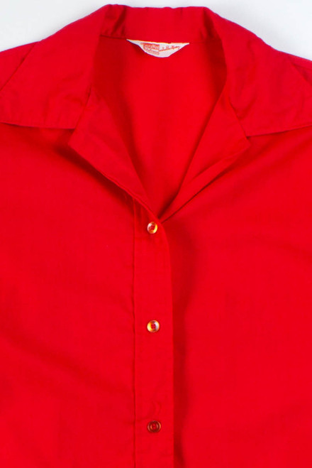 Red Hip Pocket Button Up Shirt