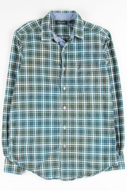 Green Plaid Nautica Button Up Shirt