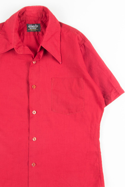 Red Butterfly Collar Button Up Shirt