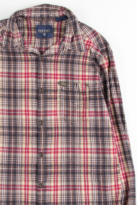 Brown Nautica Plaid Button Up Shirt