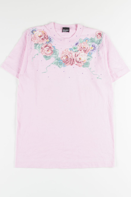 Pink Glitter Floral Tee