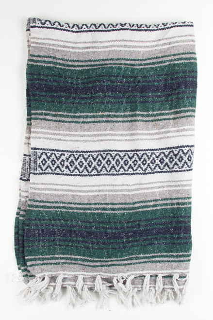 Green Striped Baja Blanket