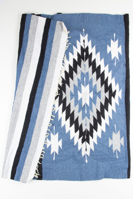 Blue Diamond Patterned Baja Blanket 1
