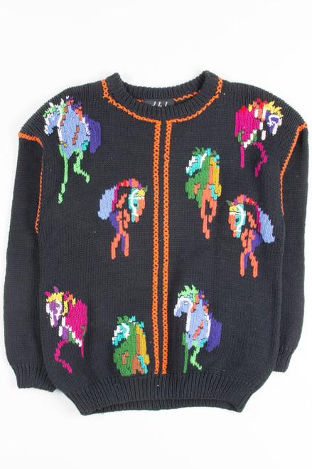 Vintage Rainbow Horses Sweater 1