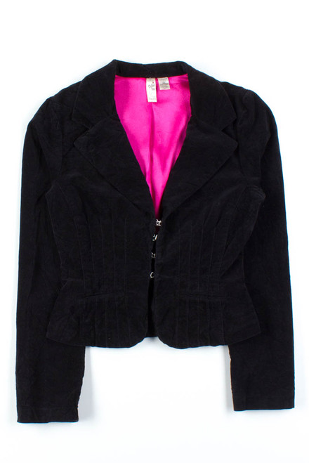 Black & Pink Velvet Blazer
