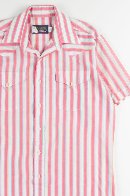 Vintage Pink Striped Button up Shirt 1
