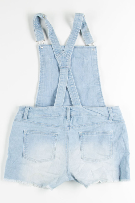 Crochet Pocket Light Washed Denim Overall Shorts (sz. Kids XL)