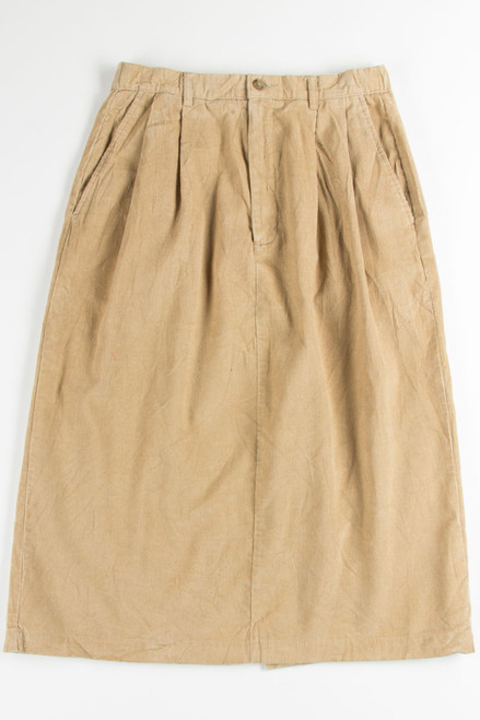 Tan Lands' End Corduroy Skirt