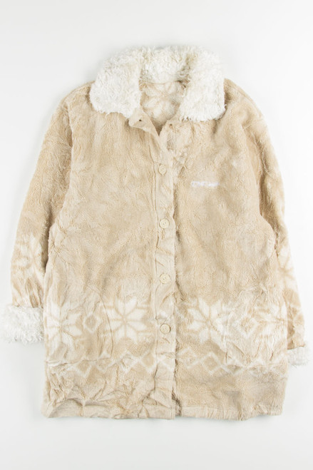 Cream Fair Isle Faux Fur Coat