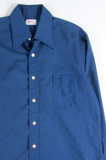 Blue Butterfly Collar Button Up Shirt 2