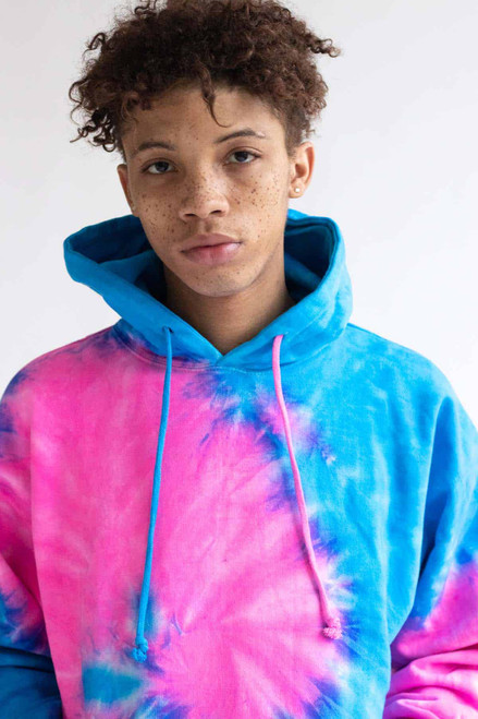 Pink and Blue Tie Dye Hoodie