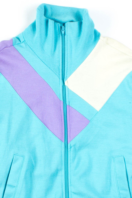 Teal Color Block Zip Sweatshirt