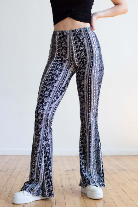 Black And White Wallpaper Print Bell Bottoms