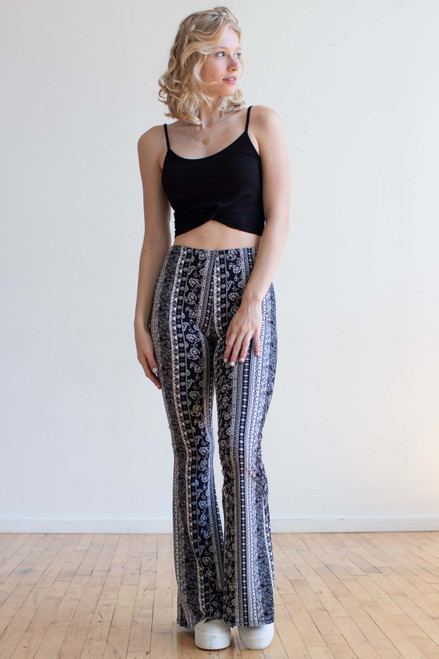 Black And White Wallpaper Print Bell Bottoms