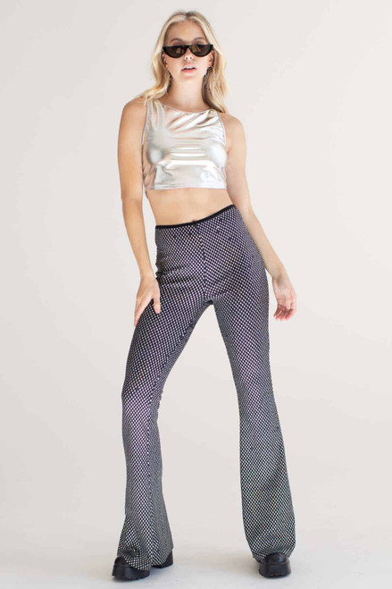 Silver Metallic Racerback Crop Top