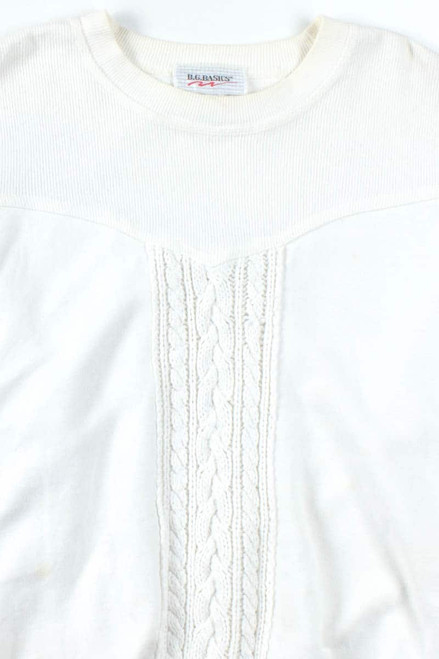White Cable Knit Sweatshirt