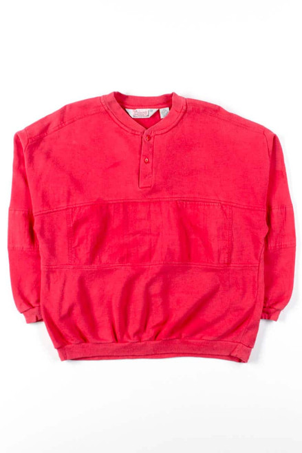 Red Panelled Henley Sweatshirt