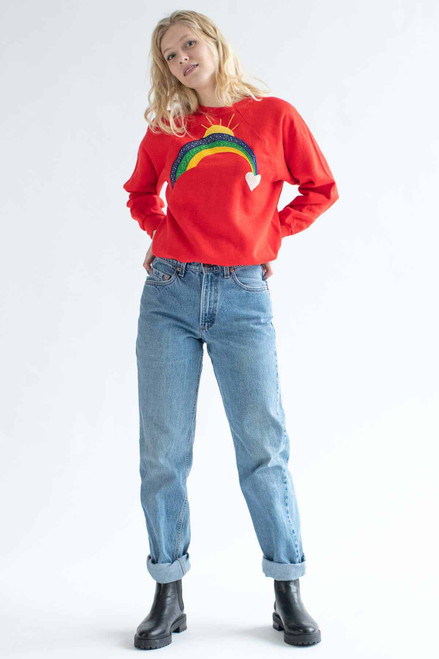 Rainbow Heart Applique Sweatshirt