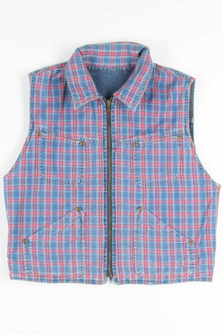 Reversible Plaid & Denim Vest