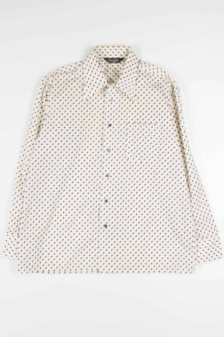 Cream Pattern Butterfly Collar Button Up Shirt