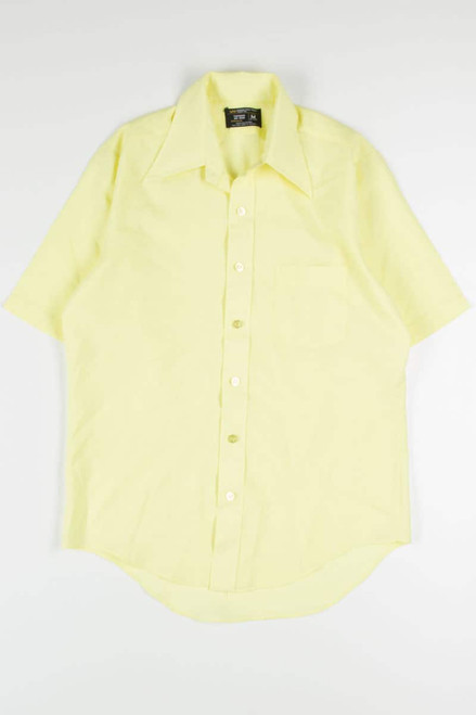 Vintage Yellow Butterfly Collar Button Up Shirt