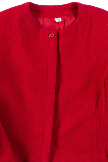 Red Wool Button-Up Jacket