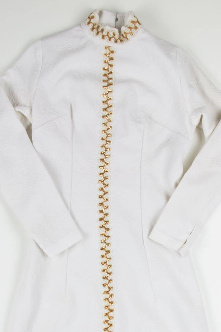 Vintage White High Neck Beaded Dress