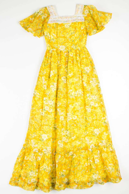 Vintage Yellow Daisey Maxi Dress