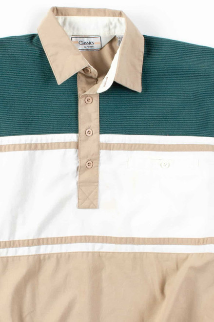 Green & Tan Ribbed Polo Shirt