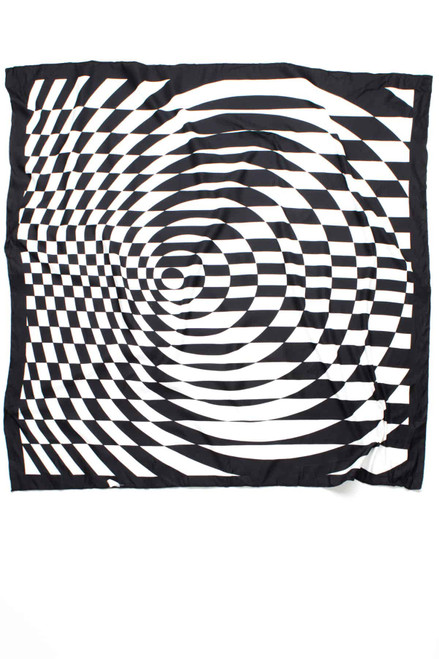 Vintage Black & White Illusion Print Scarf