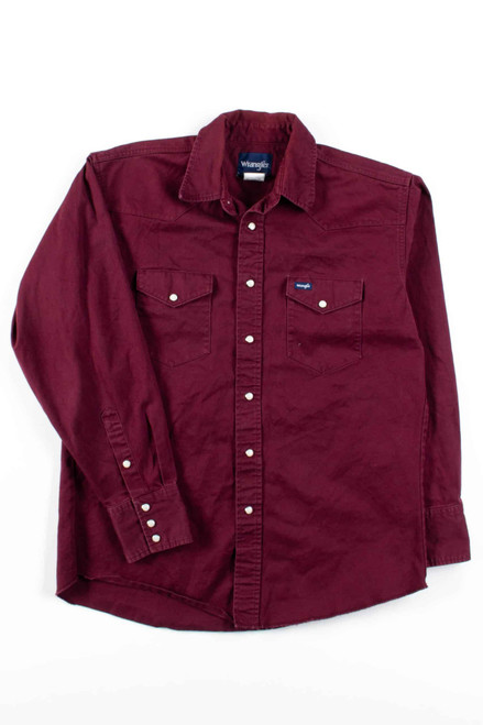 Burgundy Wrangler Denim Work Shirt