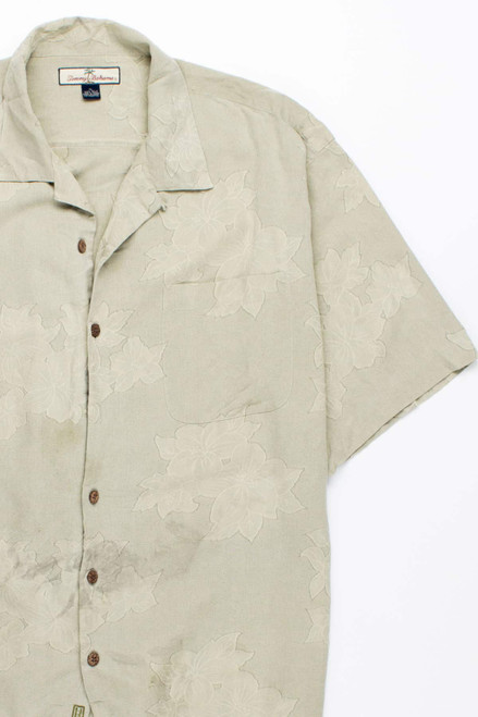 Sage Floral Vintage Woven Silk Hawaiian Shirt