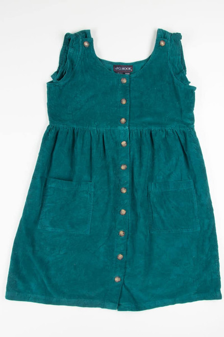 Teal Corduroy Button Front Dress