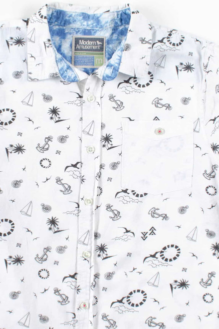 Nautical Print Button Up Shirt