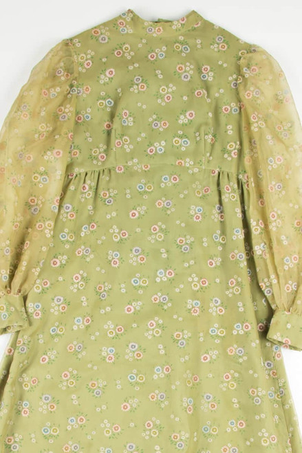 Vintage 70s Style Green Floral Dress