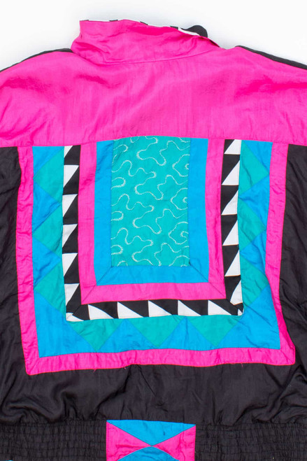 Vintage 90s Neon Quilted Bomber Jacket