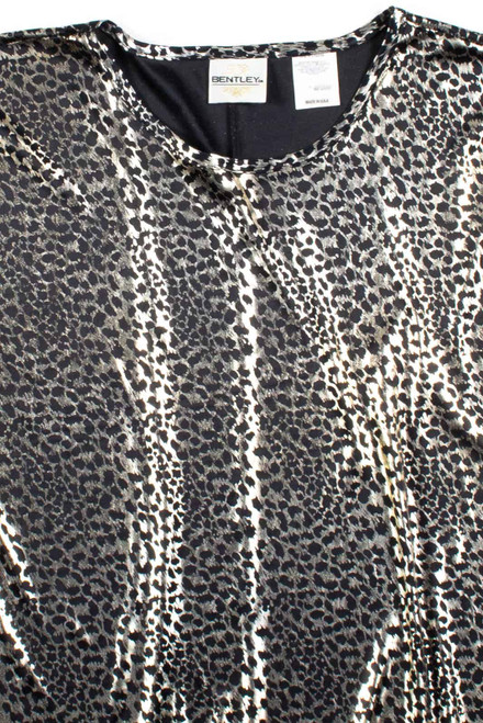 Leopard Print Shiny Silver Top